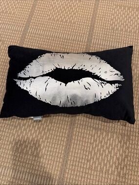 Dormify Black Throw Pillow with Silver Kiss Print